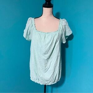 Lane Bryant 14/16 Mint Blue Green Cotton Short Sleeve Top